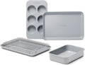 Caraway Mini Bakeware Set – Naturally Non-Stick, Non-Toxic Ceramic Coating – Compact Baking Pans Set for Small Kitchens & Ovens – Includes Baking Sheets, Muffin Pan, Cooling Rack & Storage - Gray