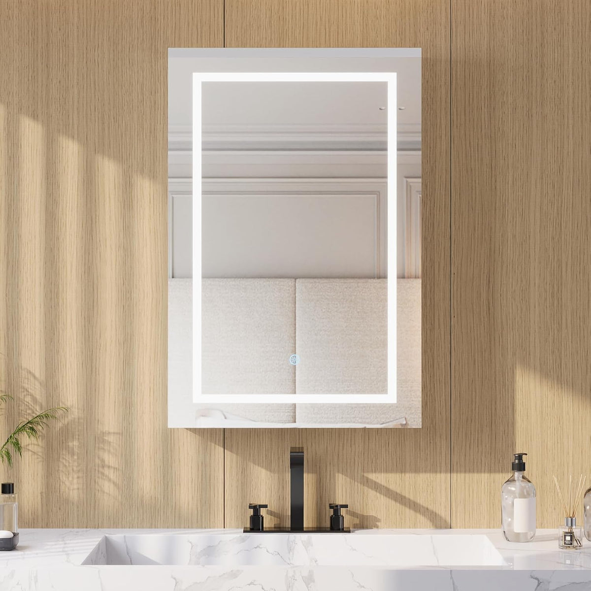 DeerValley 24" W x 36" H Led Lighted Medicine Cabinet with Mirror, Bathroom Medicine Cabinet with Defogger & 3-Color, Wall Mounted Mirrored Medicine Cabinets with Lights