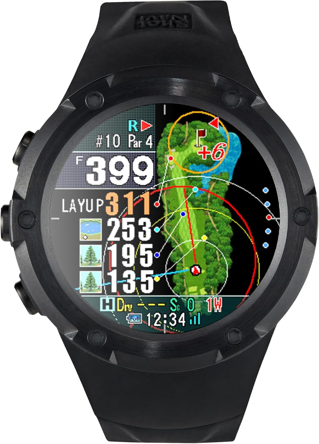 Golf GPS Watch, Shot Navi Evolve PRO Touch - 1.4in Touch Panel, Dynamic Green Heatmap, Auto Measure, 8hr GPS, IPX7 Waterproof, 60,000 Courses, Made in Japan (Black)