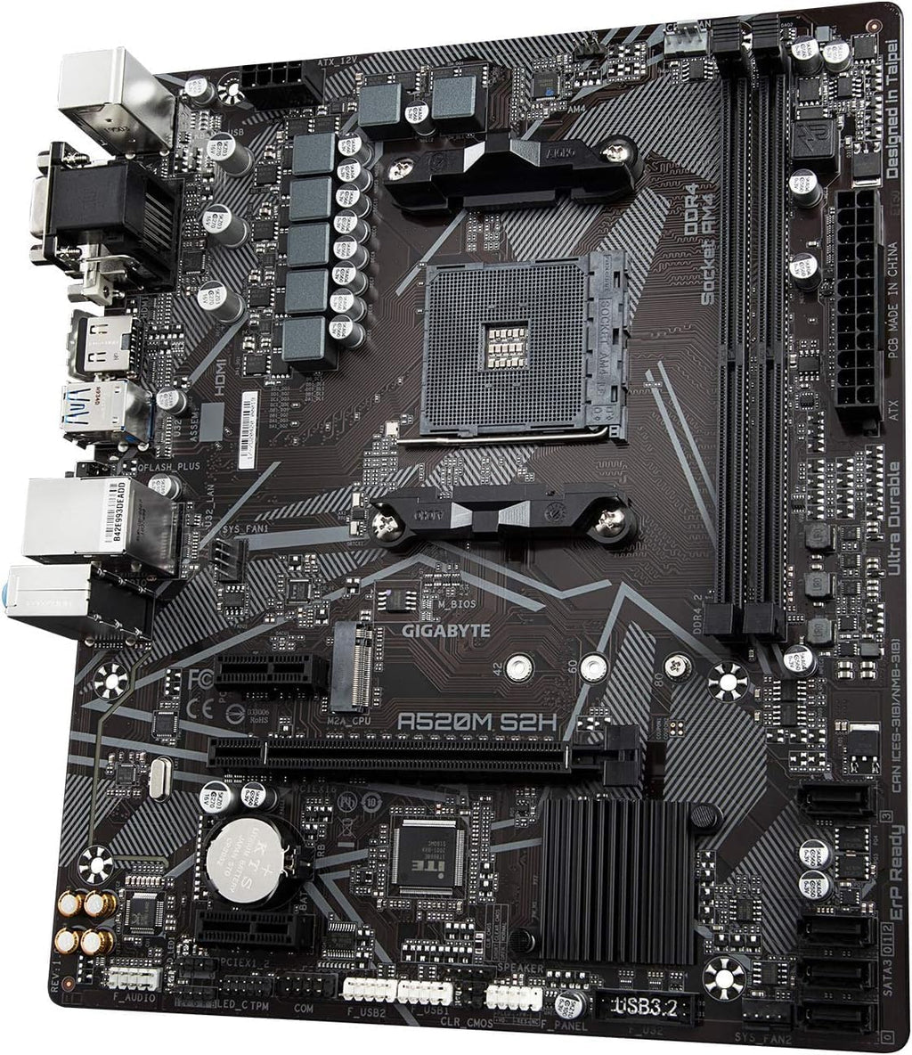 Micro Center AMD Ryzen 5 4500 Desktop Processor with Gigabyte A520M S2H Micro ATX Motherboard(AM4, DDR4, NVMe PCIe 3.0 x4 M.2, Q-Flash Plus, RGB Fusion 2.0)