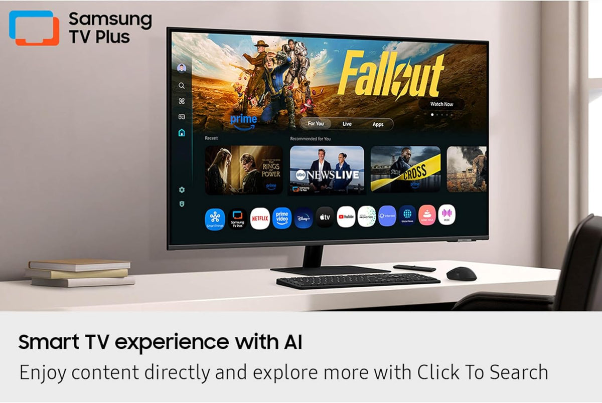 Samsung 43” Smart Monitor M7 (M70F) 4K UHD Display, Samsung Vision AI, Smart TV Apps, Gaming Hub, USB-C, HDMI and USB-A, Black, LS43FM702UNXZA, 2025