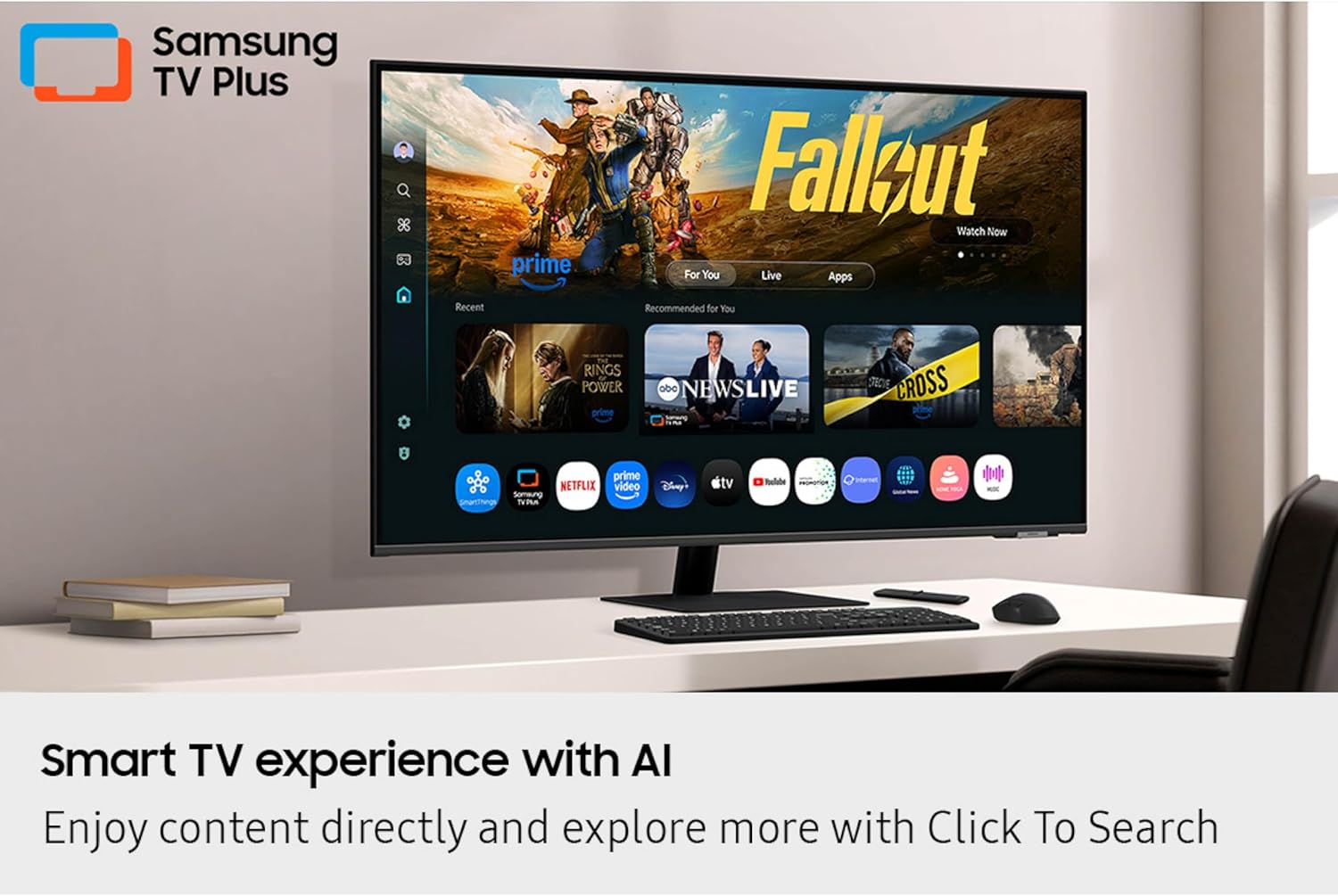 Samsung 43” Smart Monitor M7 (M70F) 4K UHD Display, Samsung Vision AI, Smart TV Apps, Gaming Hub, USB-C, HDMI and USB-A, Black, LS43FM702UNXZA, 2025