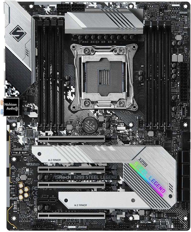 ASRock X299 Steel Legend LGA2066 ATX Motherboard | Intel Core X-Series | DDR4 4200+ (OC) | Dual M.2 | USB 3.2 Gen2x2 | Dual Intel LAN | 11 Phase Power | RGB Lighting
