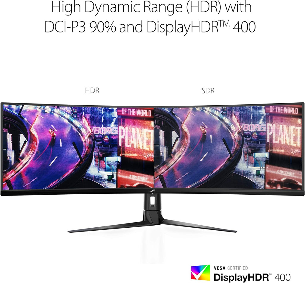 ASUS ROG Strix XG49VQ 49” Curved Gaming FreeSync Monitor 144Hz Dual Full HD HDR Eye Care with DP HDMI Black