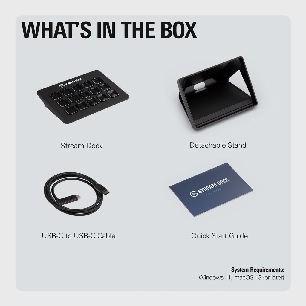 Elgato Stream Deck MK.2 – Studio Controller, 15 macro keys, trigger actions in apps and software like OBS, Twitch, YouTube and more, USB, works with Mac and PC