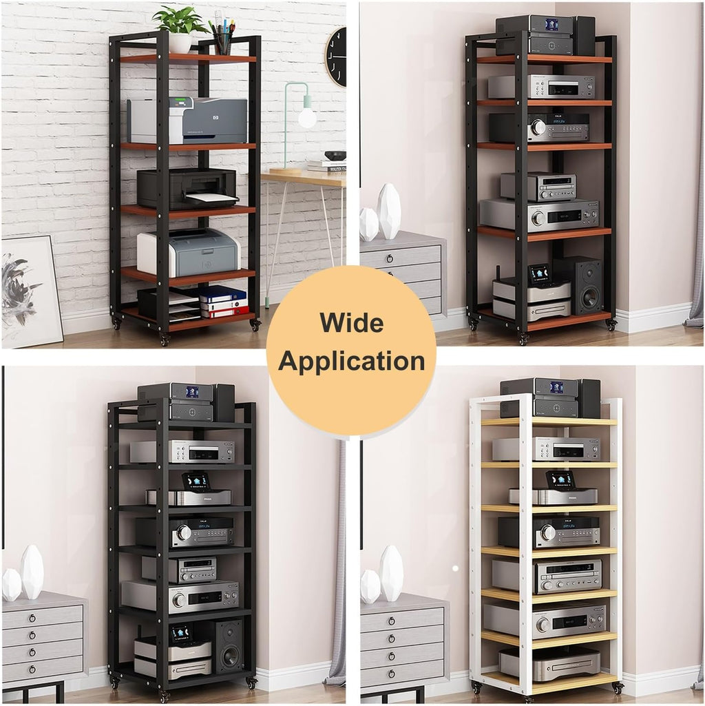 7-Tier Heavy Duty Audio Component Rack, 140cm Tall - HiFi Amplifier Rack/Audio-Video Shelving - CD Record Player Stereo Receiver AV Equipment Cabinet Display Stand (B)