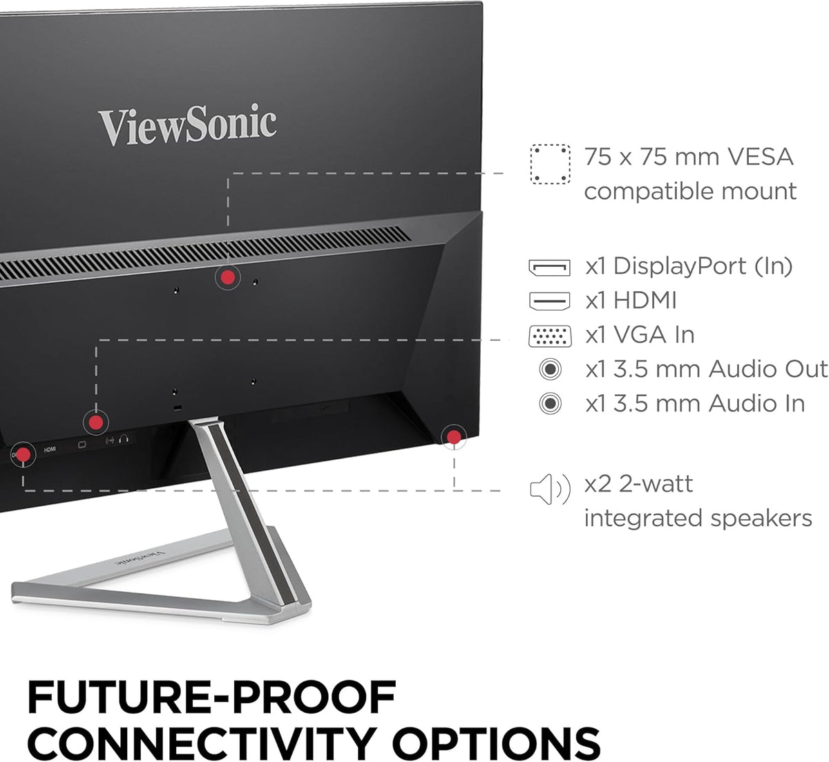 ViewSonic VX2776-SMHD 27 Inch 1080p Monitor, IPS Display with FreeSync and Eye Care Technology for Home and Office Entertainment, Ultra-Thin Bezels, DisplayPort, HDMI, and VGA Inputs