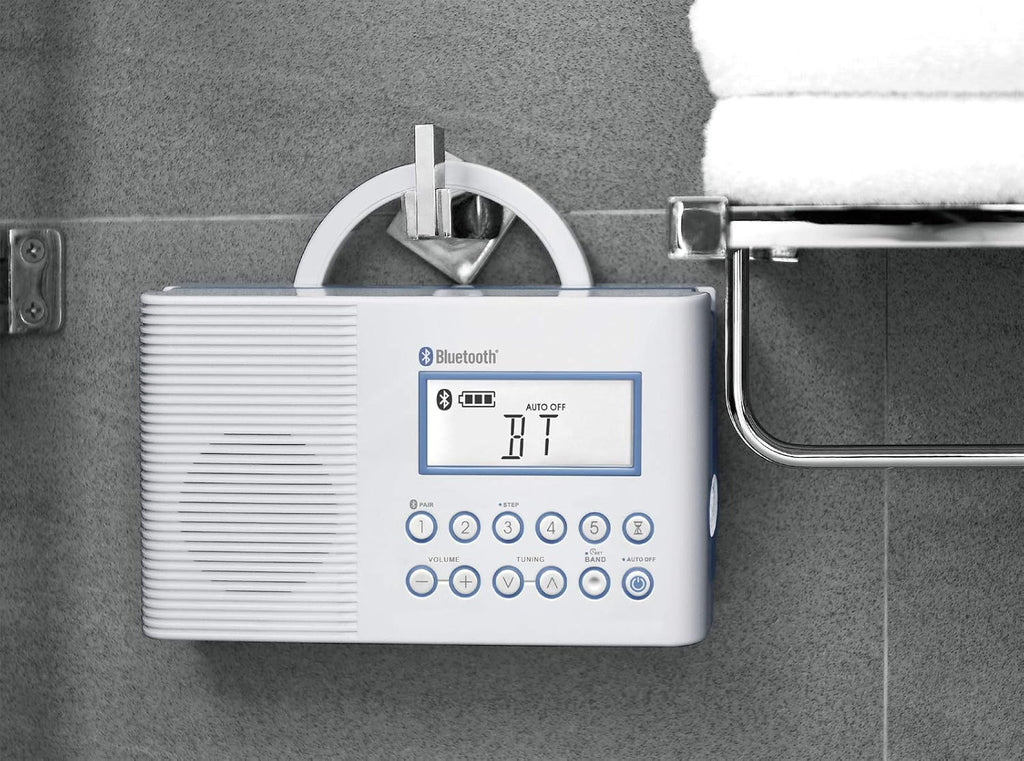 Sangean H202 AM/FM Weather Alert Waterproof Shower Radio, White