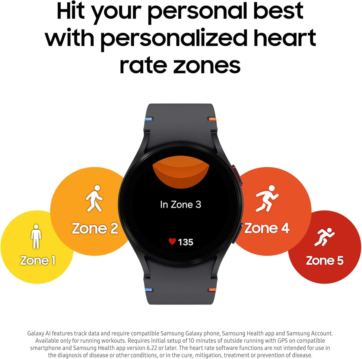 SAMSUNG Galaxy Watch FE 40mm Bluetooth AI Smartwatch w/Fitness Tracking, BIA Sensor, Personalized HR Zones, Heart Rate Tracker, Sleep Monitor, 2024, Silver (Renewed)