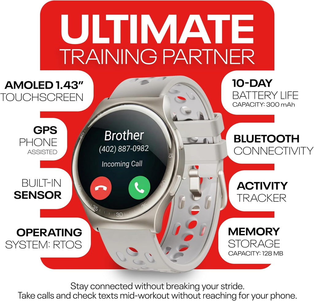 Reebok Pulse Smartwatch - GPS Fitness Tracker with Heart Rate Monitor, 10-Day Battery Life, IP68 Water Resistant Smart Fitness Watch for Men & Women, Compatible with iPhone & Android - Victory Gold