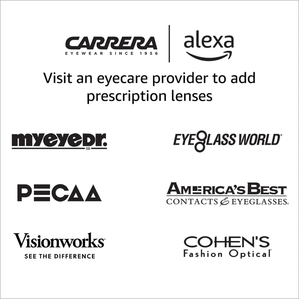 Carrera Smart Glasses with Alexa (newest model), Smart audio glasses, Sprinter black frames with blue light filtering lenses, Square