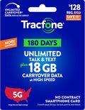Tracfone $128 Unlimited Talk & Text Plus 18 GB of Data 180-Day Prepaid Plan(Physical Delivery)