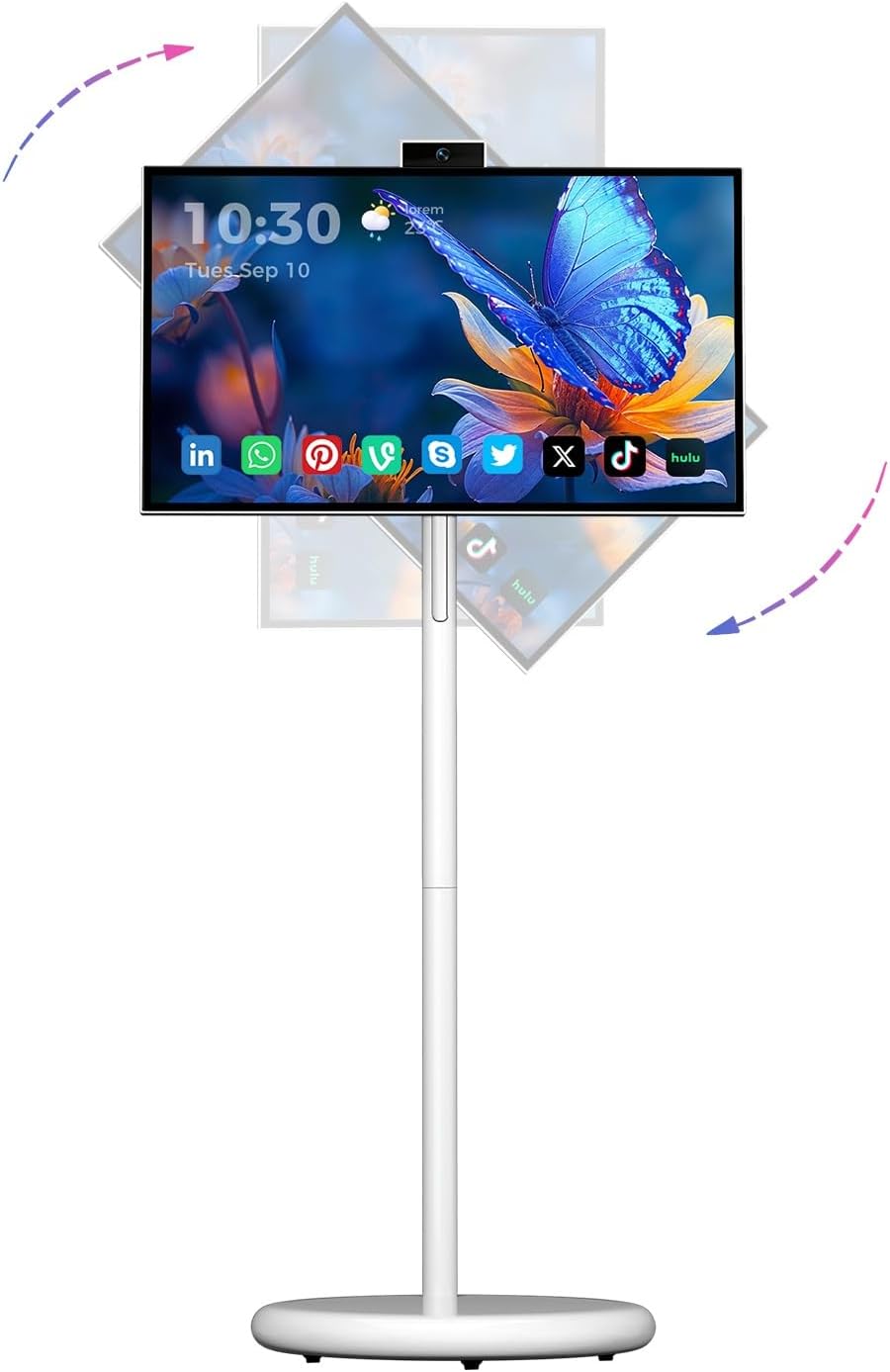 27" Portable Smart Touchscreen Tablet TV on Wheels, Android 15 OS Mobile Smart Display with Google EDLA Certification, 6GB+128GB, Built-in Battery, 4K Camera, Wireless Casting, Rotating Rolling Stand