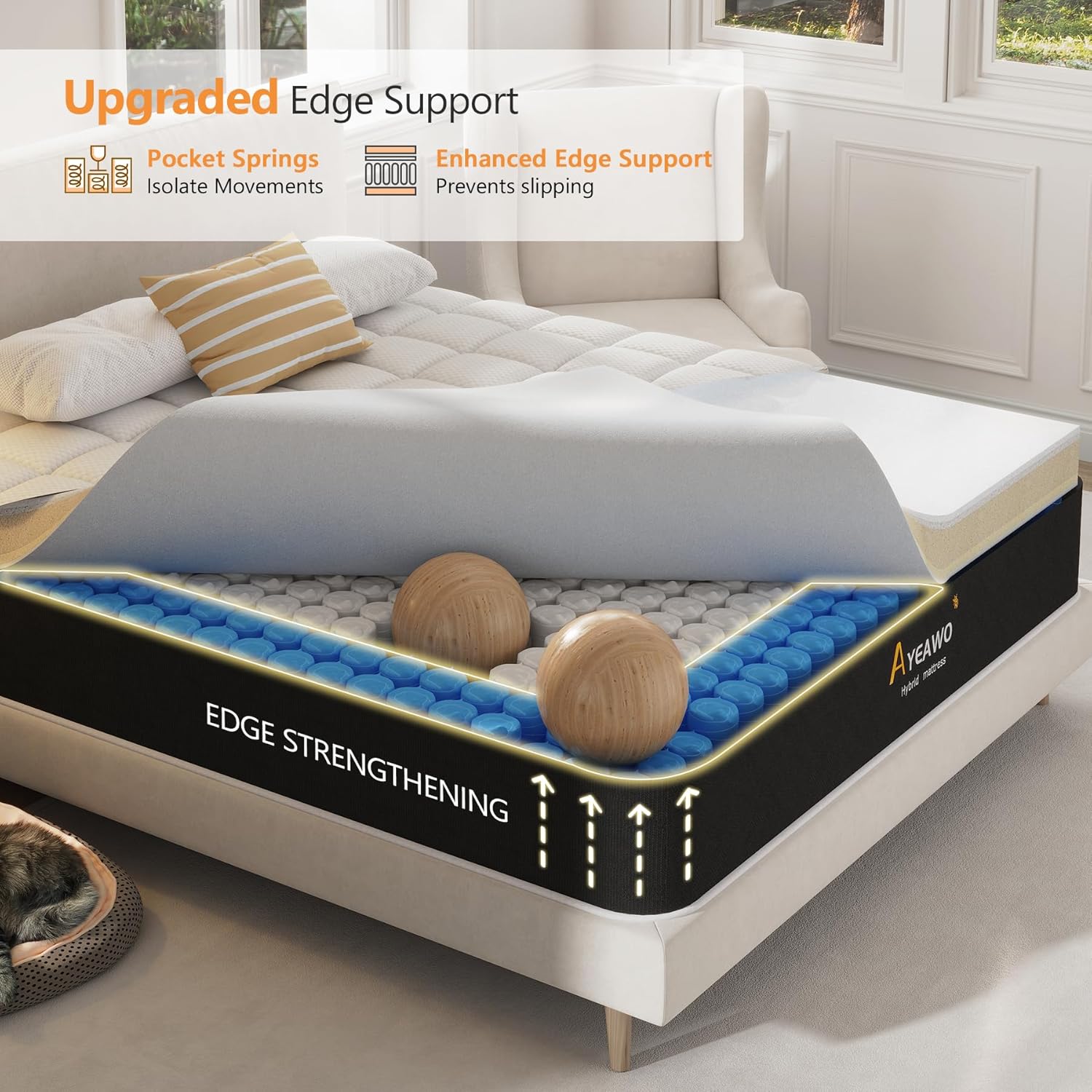 King Size Mattress 12 Inch, Premier King Bed Mattress in a Box with Gel Memory Foam & Pocket Springs for Pressure Relief & Motion Isolation, 365-Night Trial, CertiPUR-US, Upgraded Support