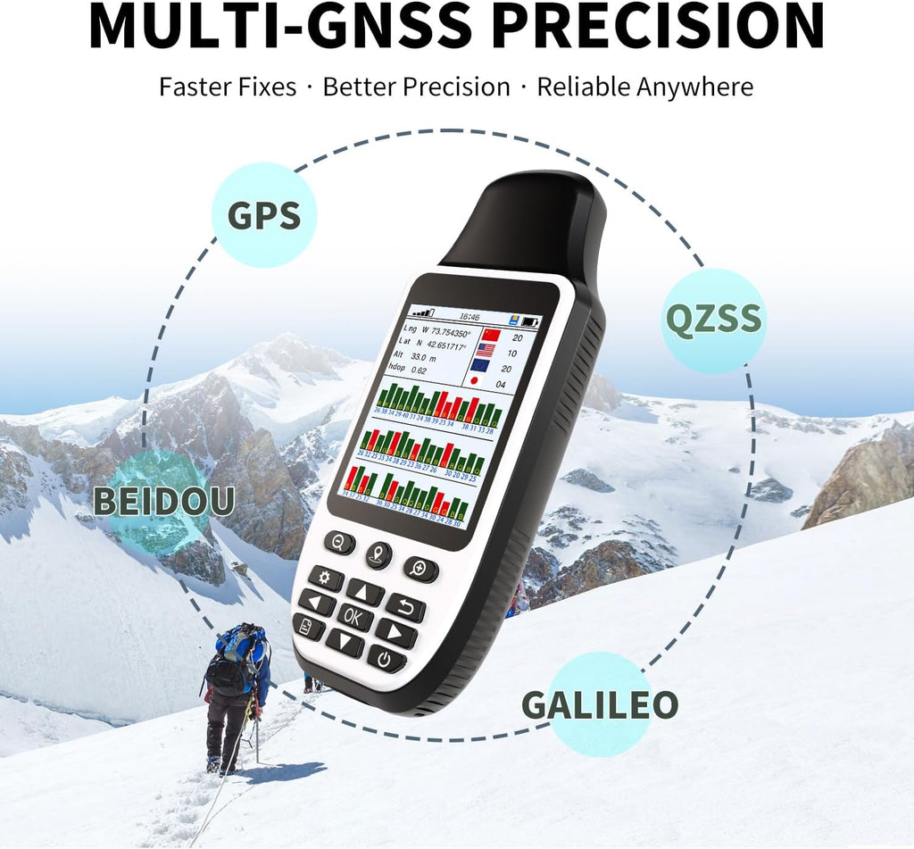 S190 Handheld GPS Navigator, Rugged Handheld GPS for Hiking with 3-Axis Compass, 3.2" Color Display, Handheld GPS with Preloaded USA Topo Maps, 64GB Memory and Extra Battery Life