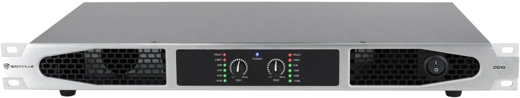 Rockville DS10 2-Channel Power Amplifier 4000W Peak / 1000W RMS, 1U Rack Mount, Class D, Pro Audio DJ Amp for Speakers or Subs