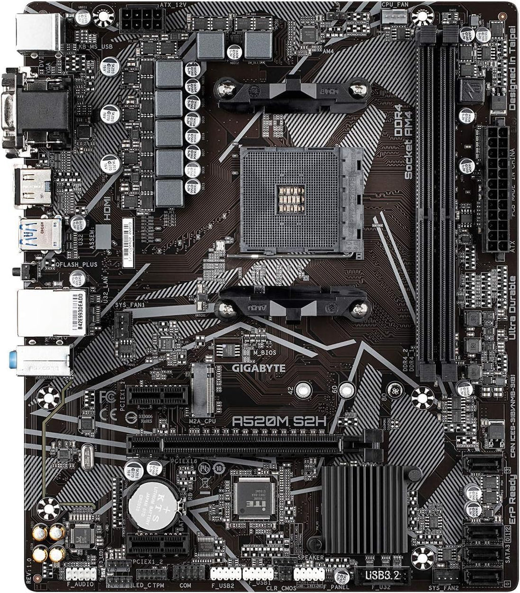 Micro Center AMD Ryzen 5 4500 Desktop Processor with Gigabyte A520M S2H Micro ATX Motherboard(AM4, DDR4, NVMe PCIe 3.0 x4 M.2, Q-Flash Plus, RGB Fusion 2.0)