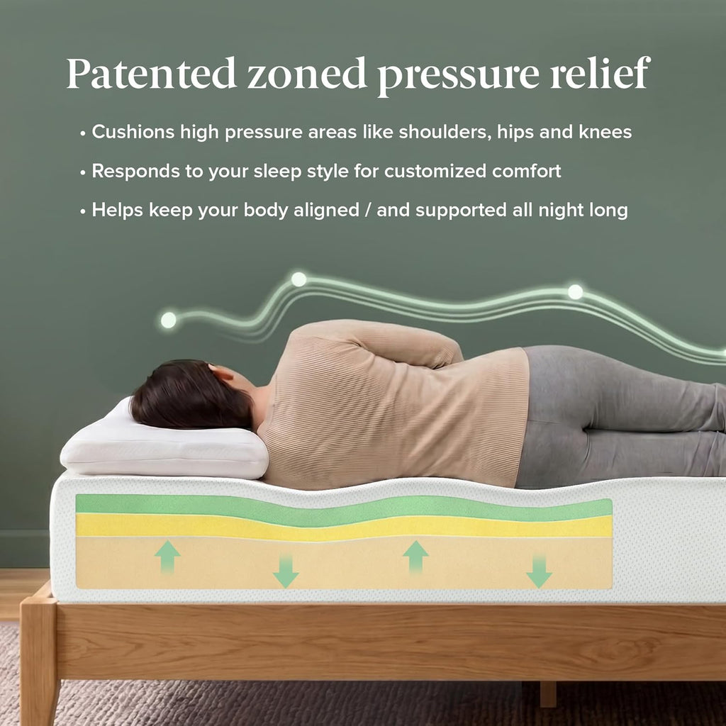 Zinus Green Tea Memory Foam Mattress 12 Inch, Pressure-Relieving Comfort & Full-Body Support, Naturally Fresh, Medium Firm Feel, CertiPUR-US & Oeko-TEX Certified Safe Materials, Queen