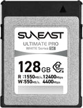 SUNEAST Ultimate PRO White CFexpress Type B, 128GB Memory Card, Up to 1550MB/s Read, 550MB/s Write, TLC 8K Video Card for Professional Cameras, High-Speed CFexpress B, XQD-Compatible, Series SE