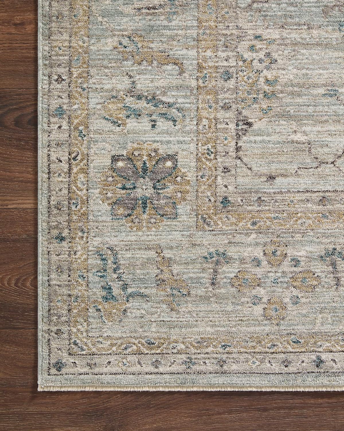Loloi Magnolia Home by Joanna Gaines Millie Collection MIE-02 Sky/Gold 9'-6" x 13'-1", .25" Pile Height, Area Rug