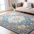 SAFAVIEH Area Rug 8x10 - Antiquity Collection - Large - Blue & Ivory, Handmade Wool, Traditional Design, Ideal for Living Room, Bedroom, Office, Dining Space (AT520M)