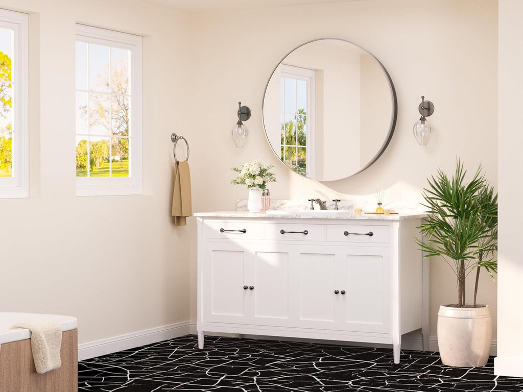 TETOTE Bathroom Mirror Cabinet 28 x 28 Matte Silver Gray Round Bathroom Medicine Cabinet with Mirror Adjustable Shelves Farmhouse Wall Mirror with Storage Surface Mounted