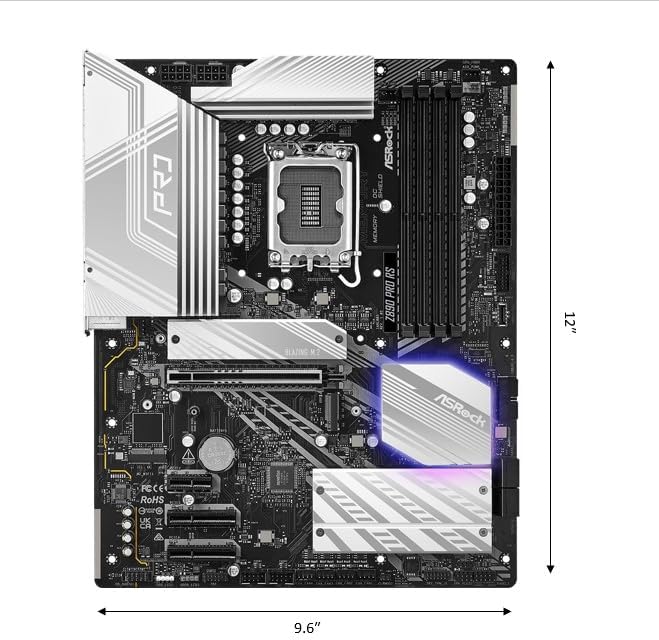 ASRock Intel Core Ultra Z890 Pro RS ATX Motherboard LGA1851 RL-ILM DDR5 8666 MHz 256 GB M.2 PCIe 5.0 Thunderbolt