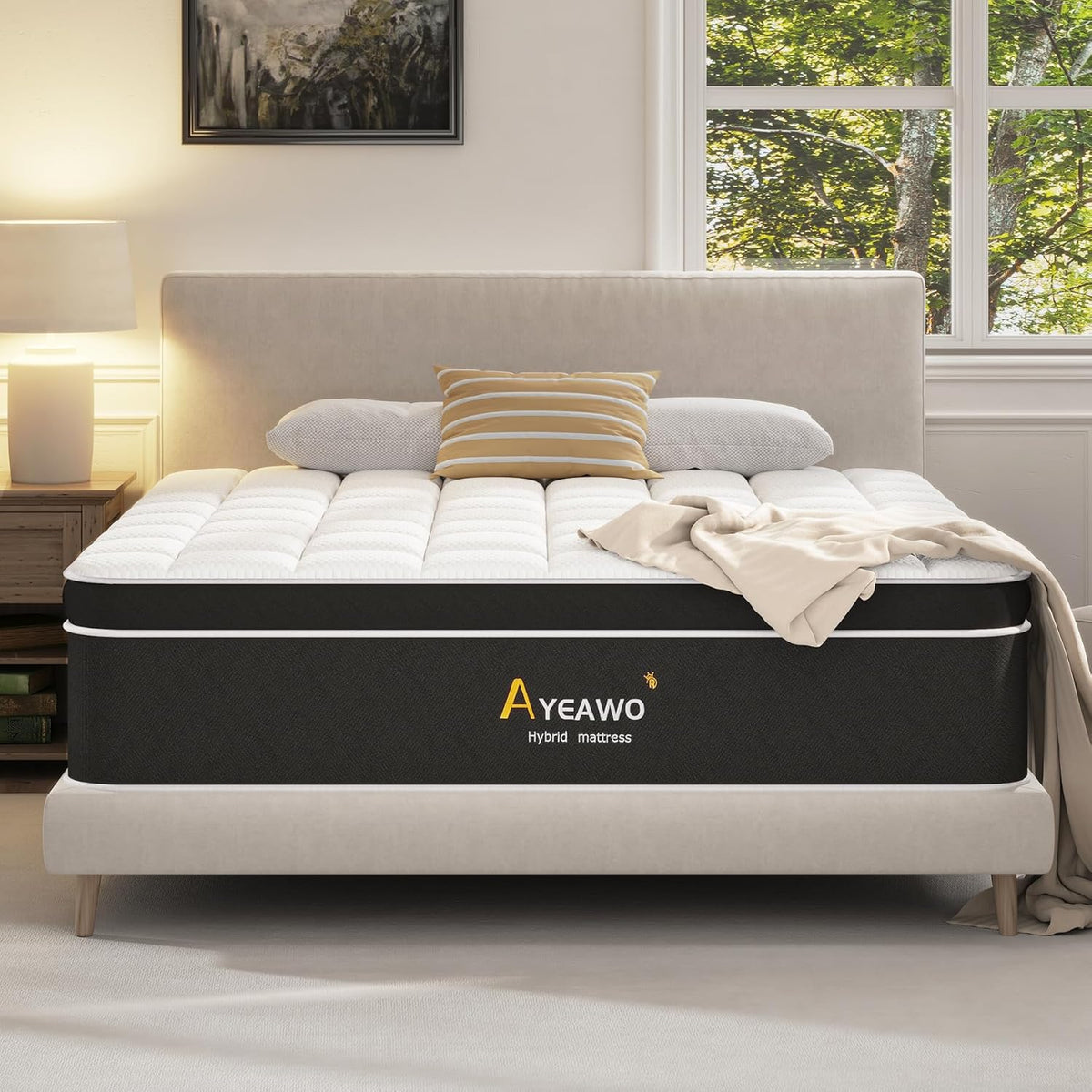 King Size Mattress 12 Inch, Premier King Bed Mattress in a Box with Gel Memory Foam & Pocket Springs for Pressure Relief & Motion Isolation, 365-Night Trial, CertiPUR-US, Upgraded Support
