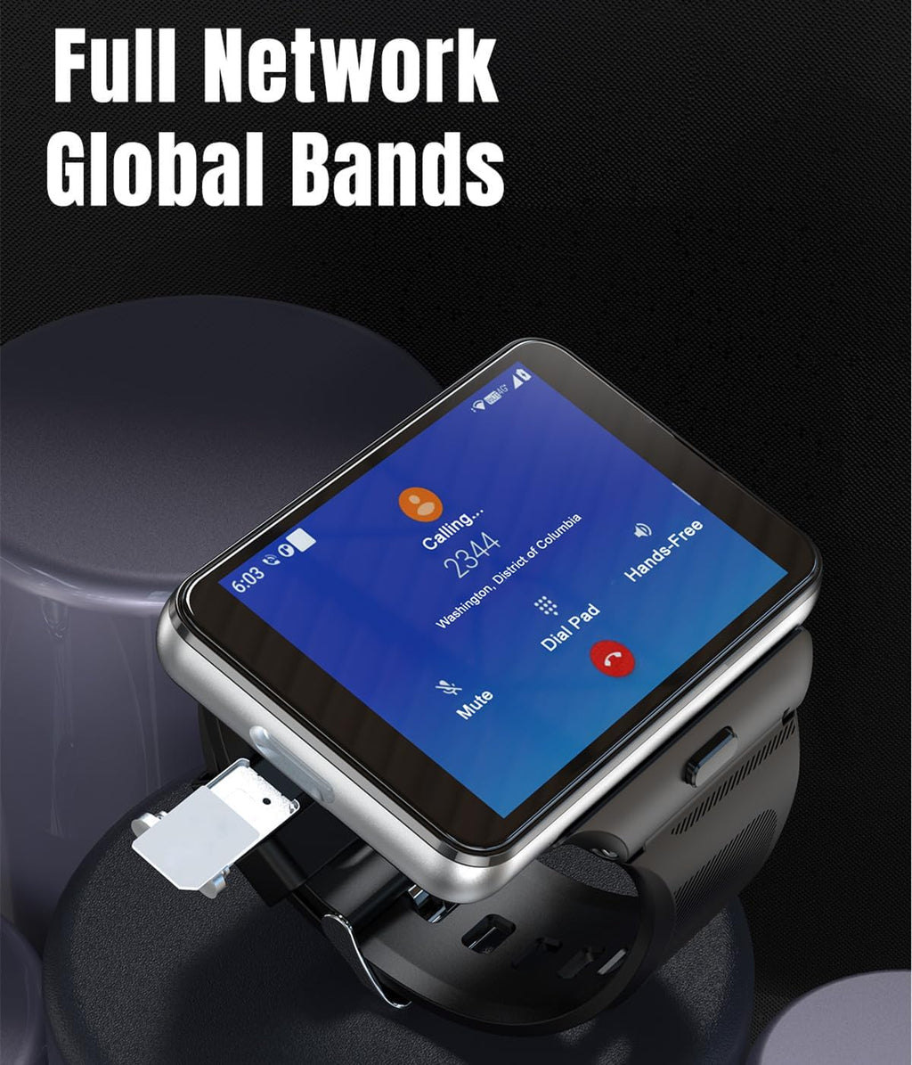 Smart Watch for Men, 4G Smartwatch for Android and iOS 2.88 Inch Touch Screen Android 11 OS 64GB Activity Tracker with Face Unlock Dual Cameras WiFi GPS Detachable Band (Black, 64G)