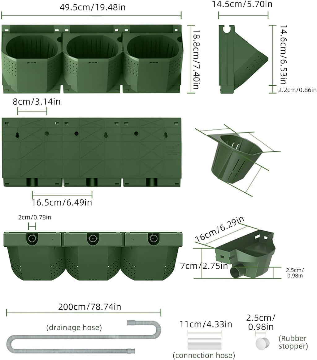 36 Pockets Self Watering Wall Mounted Vertical Planter, Wall Planter Indoor Vertical Living Green Plant Wall Easy Installation (Green with Timing System)