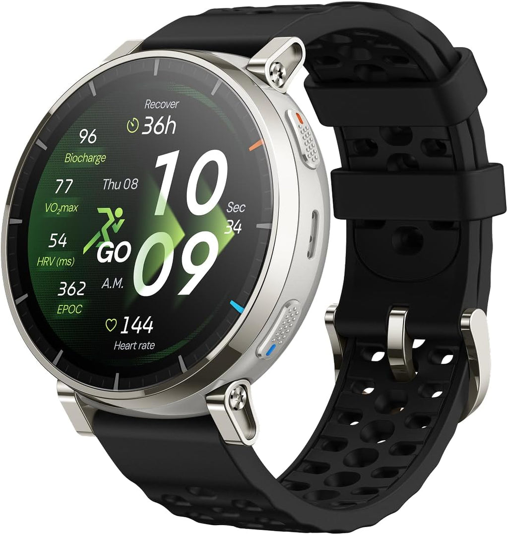 Amazfit Active 3 Premium GPS Running Smart Watch, 1.32" AMOLED Sapphire Display, 12-Day Battery, 4GB Storage, Offline Maps, 170+ Workout Modes, 5 ATM, Heart Rate & Fitness Tracker for Android & iPhone