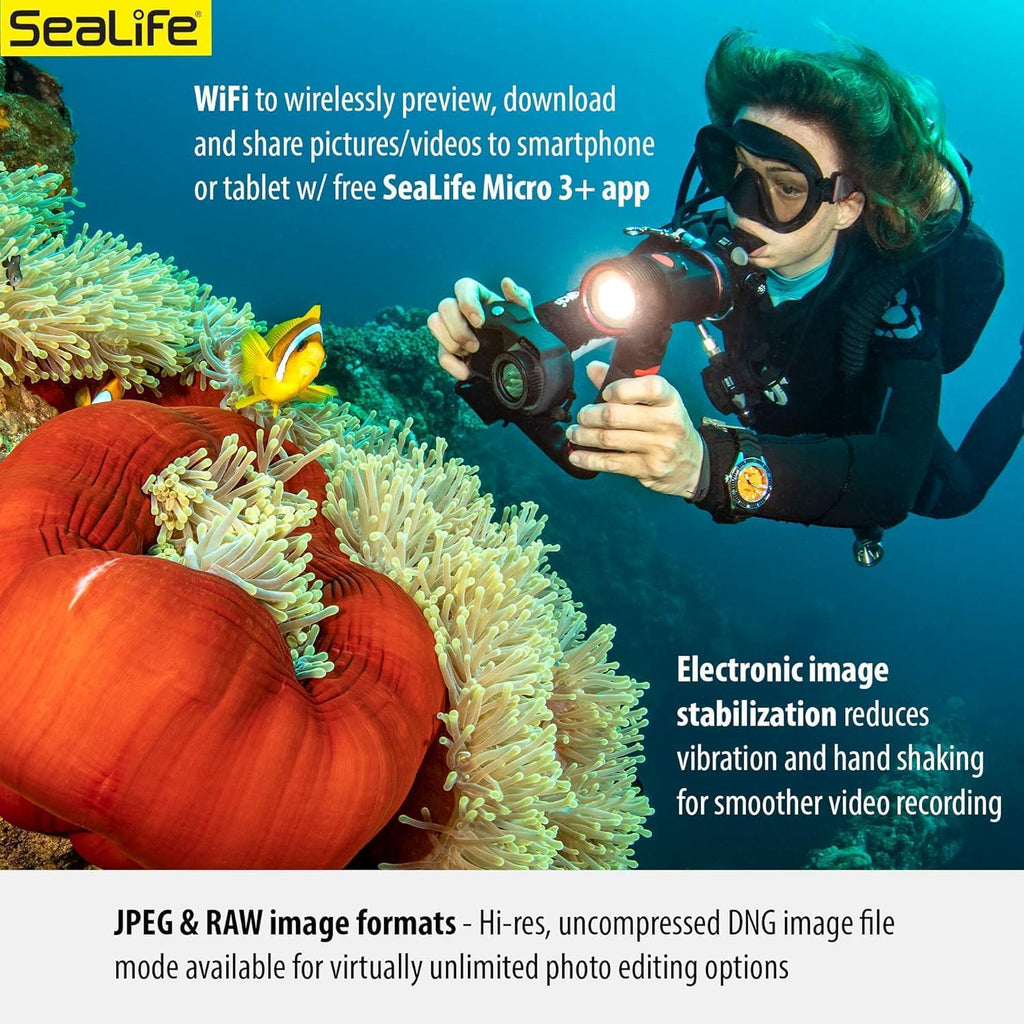SeaLife Micro 3.0 Pro 3000 Color Boost Underwater Camera & Light Set for Photos and Video, Easy Set-up, Wireless Transfer, with Sea Dragon Travel case