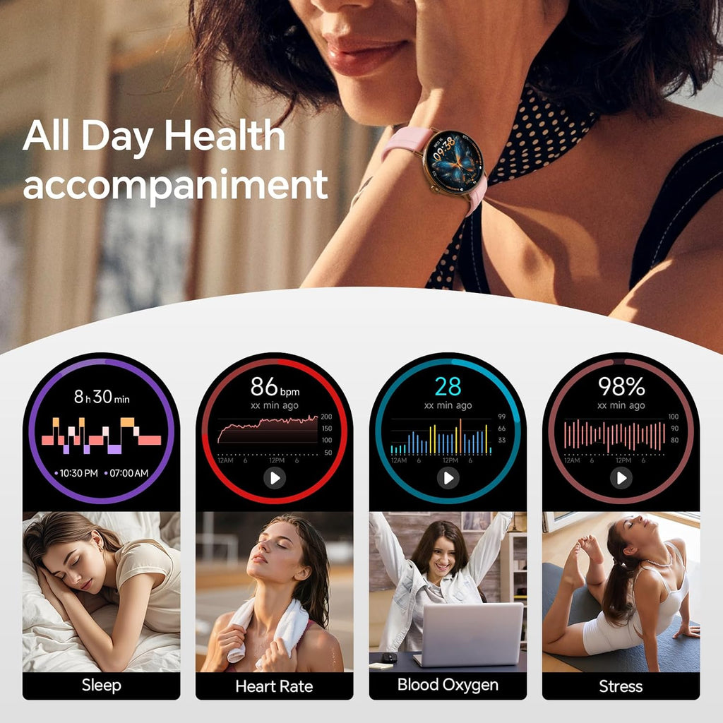 Smart Watch for Women,1.57" Touch Screen Smartwatch for iPhone& Samsung& Android,Answer/Make Call,Fitness Tracker with Heart Rate/SpO2/Sleep Monitor,IP68 Waterproof,110+ Sports Mode,2 Bands