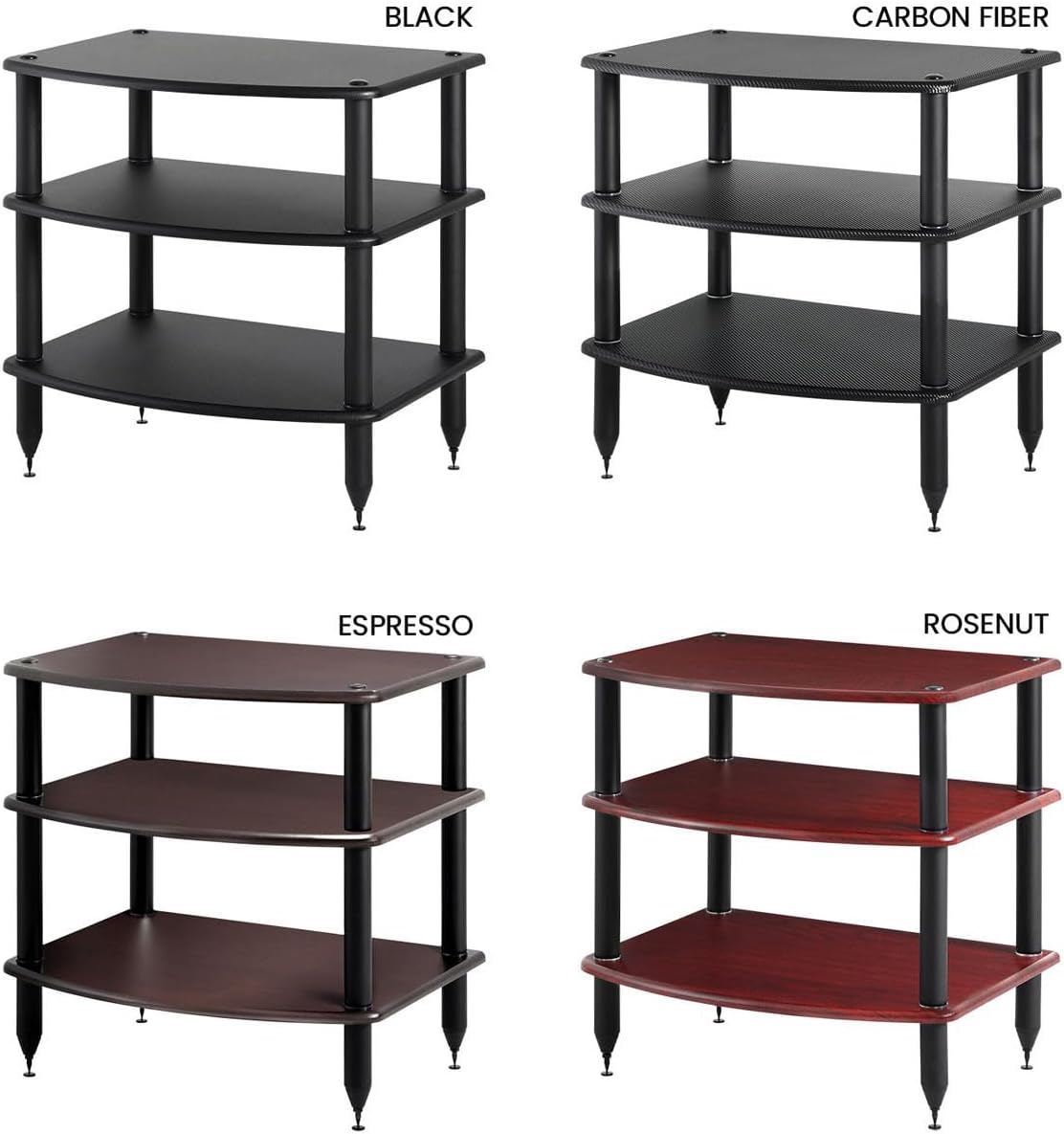 Pangea Audio Vulcan Three Shelf Audio Stereo Rack, Media Stand, and Components Cabinet 3 Shelf Rosenut Red