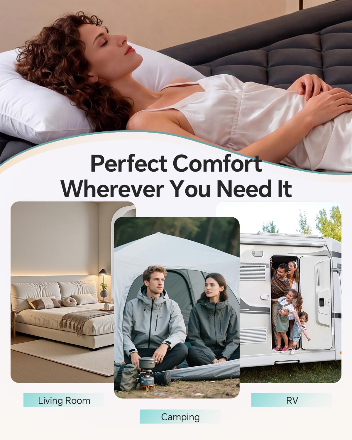 ChiXpace Dual Layer 4 Inch Memory Foam Mattress Topper Queen - 2 Inch Gel Memory Foam and 2 Inch Pillow Top Mattress Pad, 7-Zone Egg Crate Queen Size Mattress Topper (Black-White)