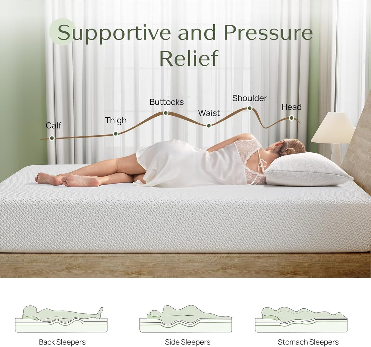 Rolanstar Twin Size Mattress, 10 Inch Gel Memory Foam Mattress in a Box, Fiberglass Free, Breathable for Cooler Sleep Supportive & Pressure Relief, CertiPUR-US Certified, White