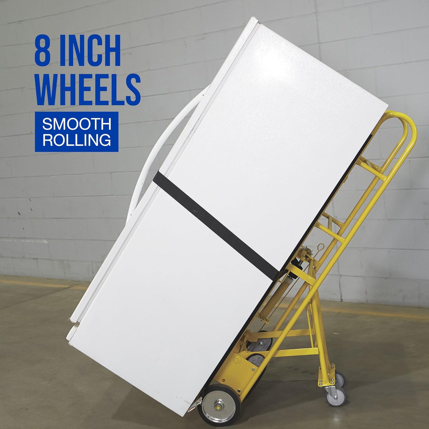Strongway Industrial Hand Truck – 1200 lb Capacity Heavy-Duty Appliance Dolly, Convertible 2/4-Wheel Design, 8" Rubberized Wheels, Auto-Rewind Ratchet Belt & Stair-Climbing Capability