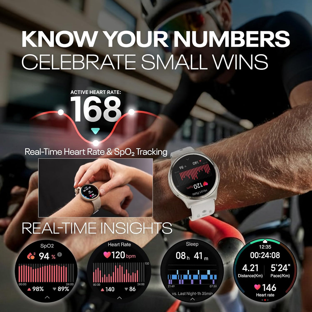 Reebok Pulse Smartwatch - GPS Fitness Tracker with Heart Rate Monitor, 10-Day Battery Life, IP68 Water Resistant Smart Fitness Watch for Men & Women, Compatible with iPhone & Android - Victory Gold