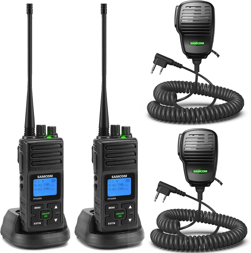 SAMCOM FPCN30A - Professional/Business Walkie Talkies for Adults- 5 Watts Radios 2 Way Long Range Radios for Construction Office School Daycare, Group Call Two-Way Radio Set (3-Pack)