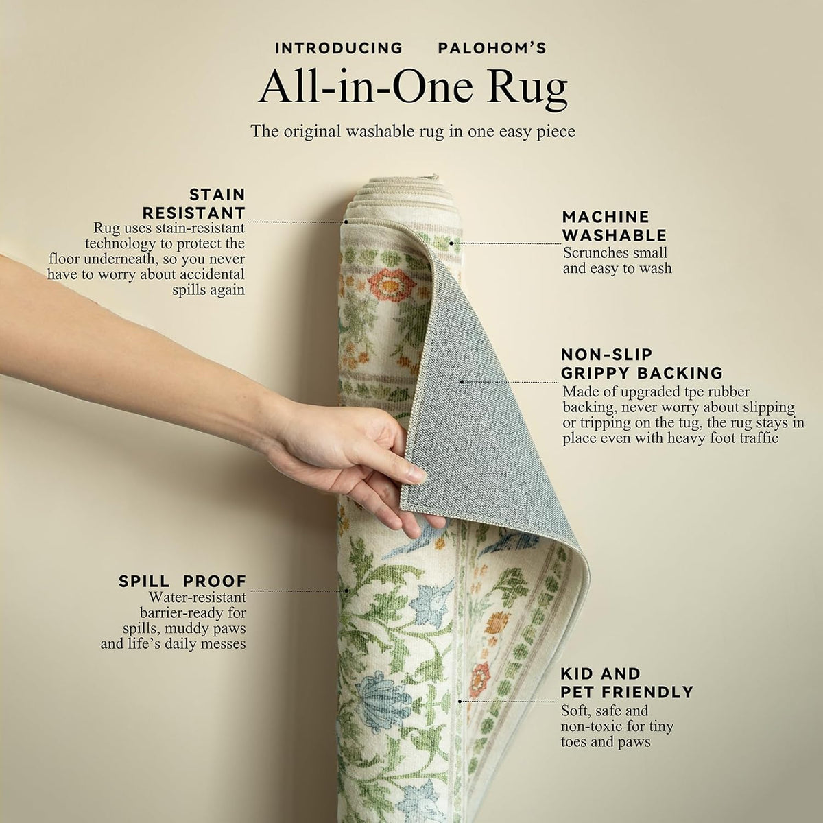 8x10 Area Rugs for Living Room: Washable Bedroom Rug Stain Resistant Non Slip Low Pile Lightweight Soft Carpets for Dining Room Kitchen Nursery Kids Room Farmhouse Living Room Indoor