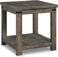 Signature Design by Ashley Hollum 24 Inch Square End Table - Rustic Brown Side Table with Storage Shelf