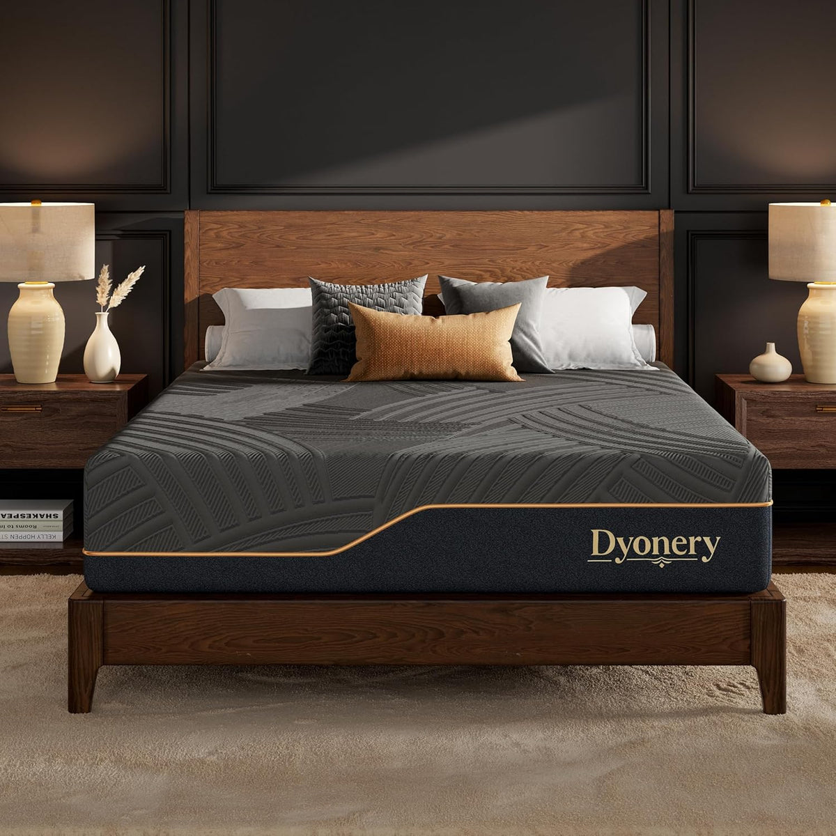 Dyonery Twin XL 12 Inch Cooling Copper Gel Memory Foam Mattress - Fiberglass Free, Back Pain Relief, Foam Made in USA, Firm