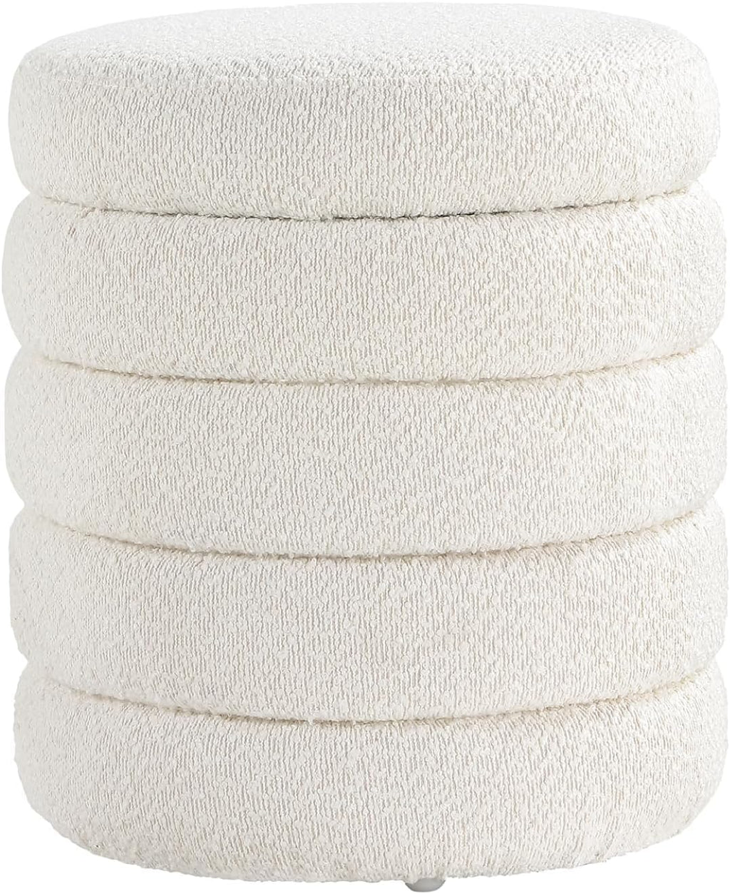 Get Set Style Modern Round Ottoman with Soft Padded Seat, Storage Vanity Chairs for Makeup, Upholstered Footrest Stool Ottoman Foot Stool for Living Room, Bedroom