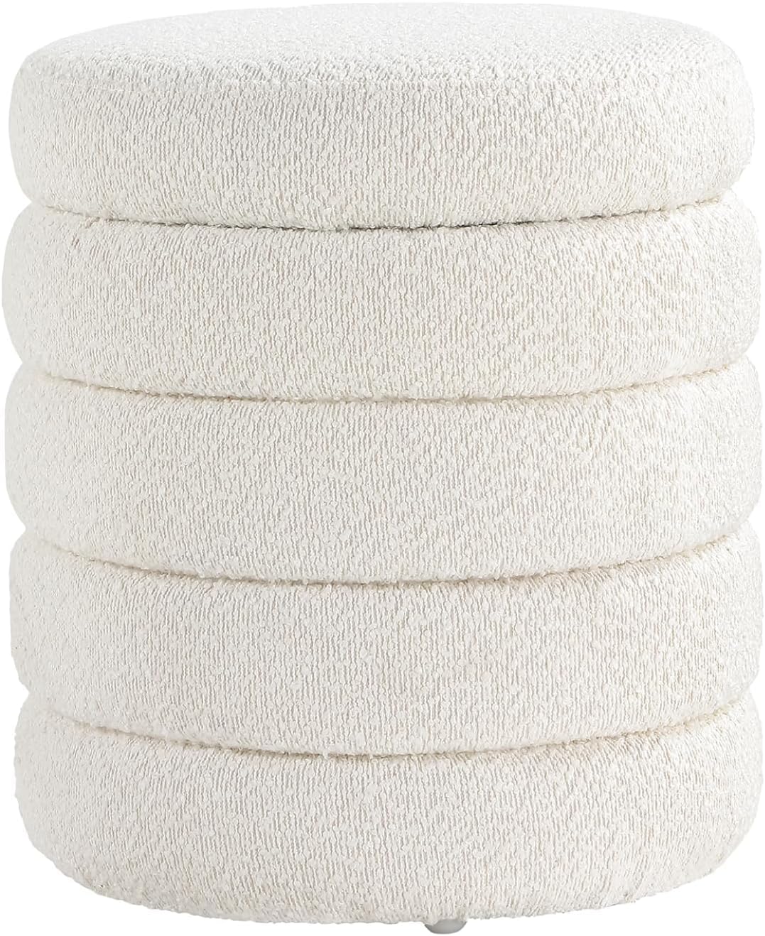 Get Set Style Modern Round Ottoman with Soft Padded Seat, Storage Vanity Chairs for Makeup, Upholstered Footrest Stool Ottoman Foot Stool for Living Room, Bedroom