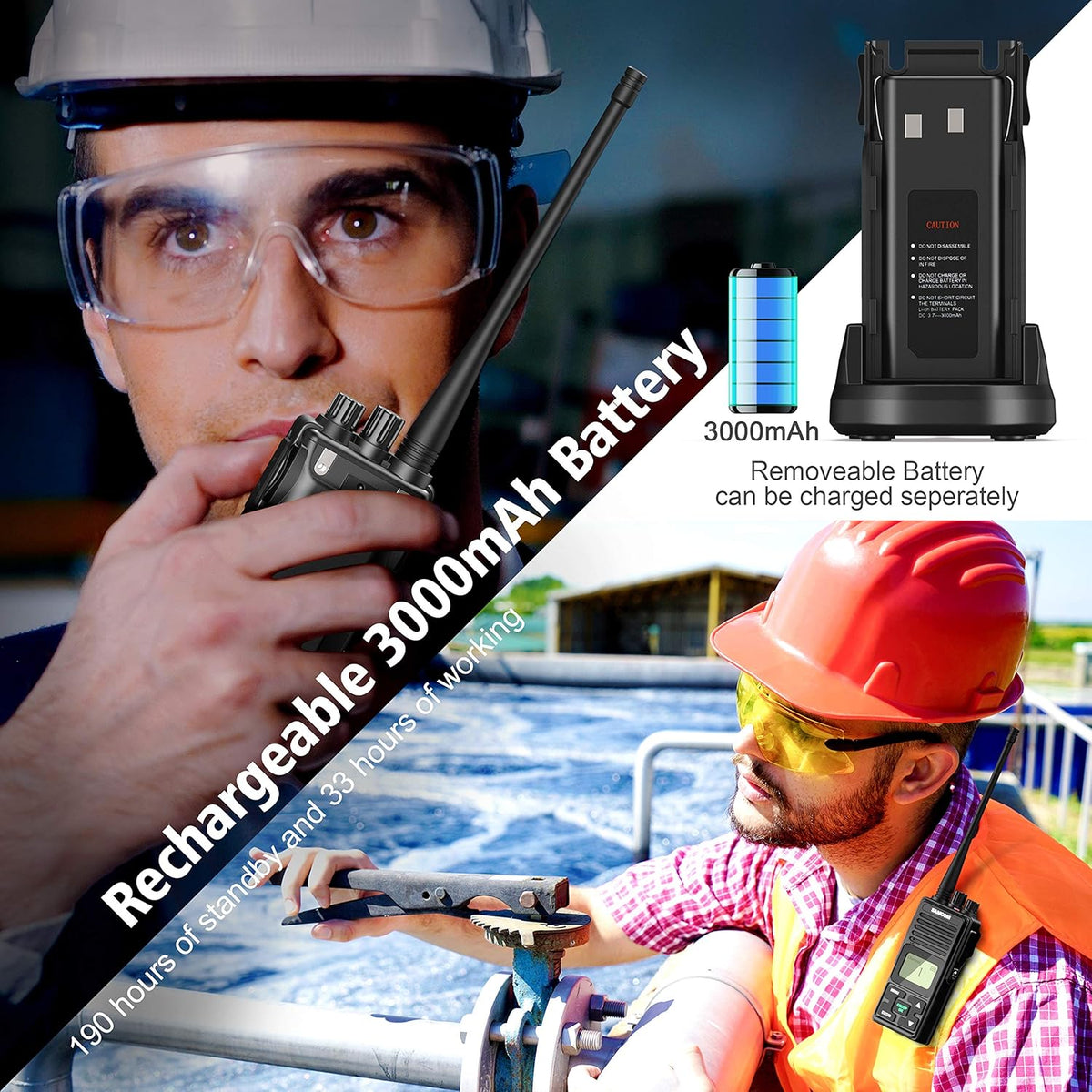 SAMCOM Radios FPCN10A Professional Business Walkie Talkies Heavy Duty with 3000mAh Large Capacity Battery,GROUP Call 2 Way Radios with Earpiece, Two-Way Radio for Adults Skiing Hunting Hiking (6-Pack)
