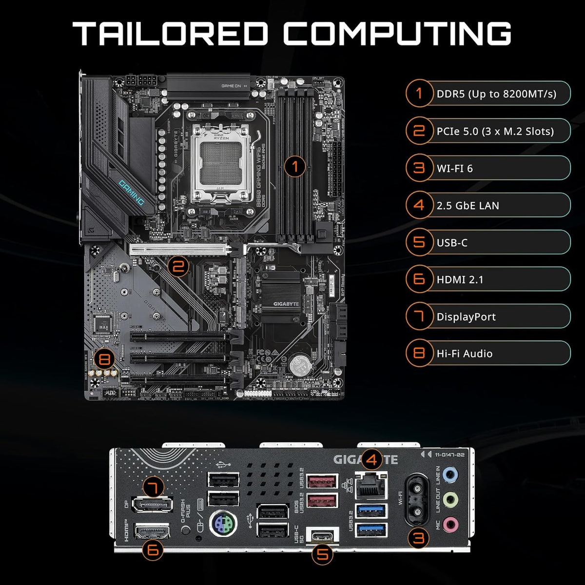 MICRO CENTER AMD Ryzen 7 9700X CPU Processor with GIGABYTE B850 Gaming WIFI6 Motherboard (ATX, DDR5, 3X M.2, PCIe 5.0, USB-C, WIFI6)
