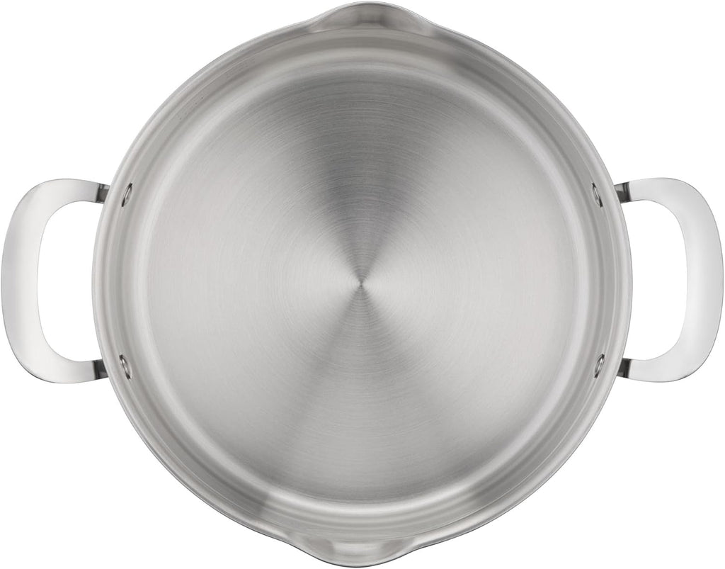 Jamie Oliver by T-fal Cook Smart 10-Piece Cookware Set, Uncoated Stainless Steel, Robust, Fast Heating, Even Cooking, Riveted Handle, Induction safe, Oven and dishwasher safe