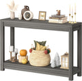 Besiost 47" Farmhouse Wood Entryway Table Narrow Console Table with Storage Behind Couch Sofa Table with Shelves Entry Way Table with Open Storage, Easy Assembly, Grey Walnut