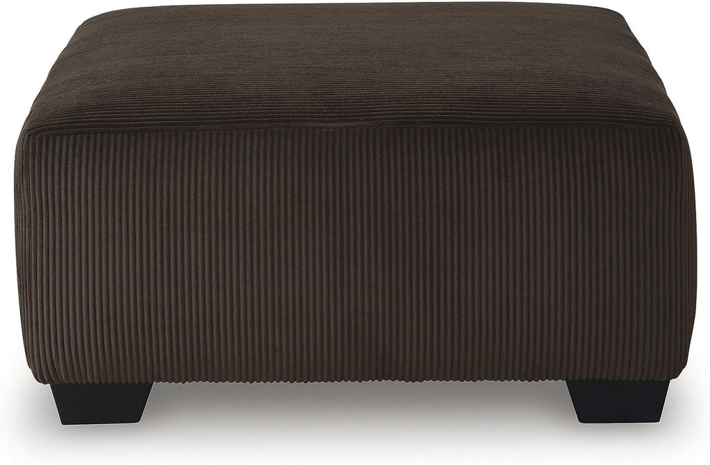 Signature Design by Ashley Firescrest Transitional Upholstered Oversized Accent Ottoman with Textured Stripe Pattern, Dark Brown