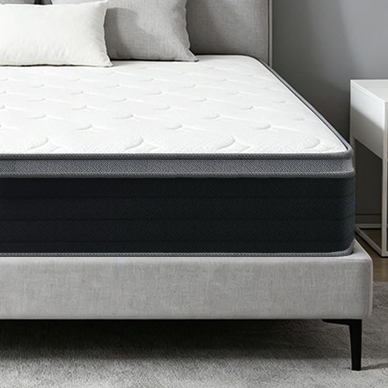 Queen Size Mattress, 10 Inch Plush Comfort, Pocketed Coil Mattress in a Box, 60x80 Inch Queen Bed Mattress with Supportive Quiet Design